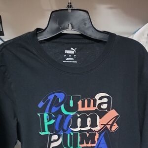 Puma Multicolor Logo Black Tee
